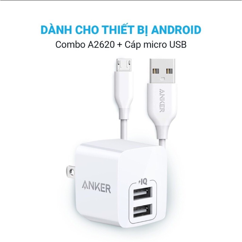 Sạc ANKER PowerPort Mini 2 cổng 12W - A2620