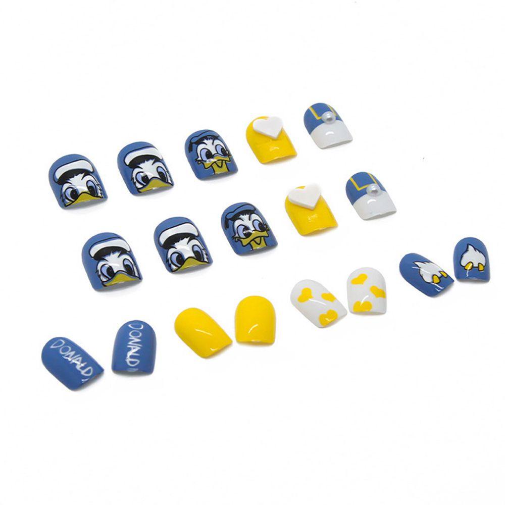 OCEANMAP Bộ Móng Tay Giả Ngắn Họa Tiết Vịt Hoạt Hình Phong Cách Nhật Bản