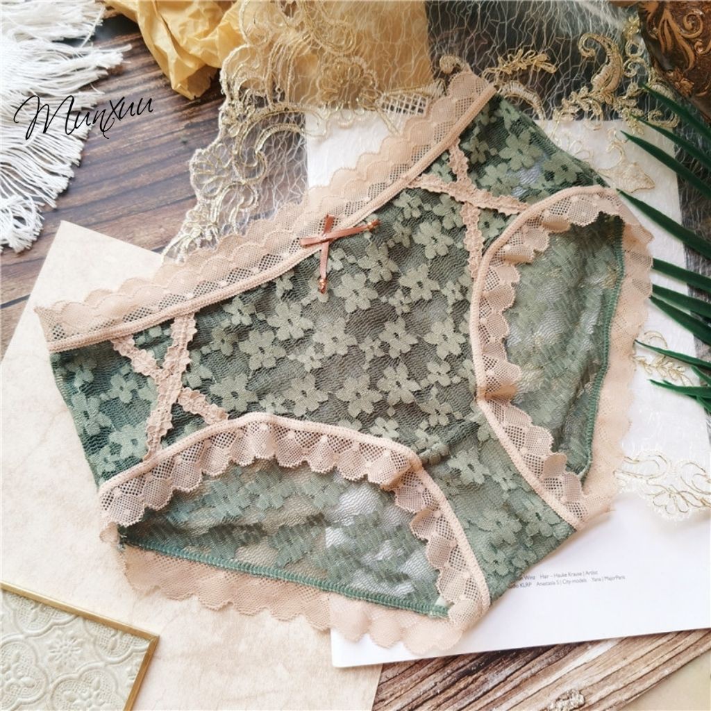 Quần lót ren nữ MUNXUU thêu hoa tinh tế, chất liệu mềm mại kháng khuẩn, màu trung tính ngọt ngào - QC72