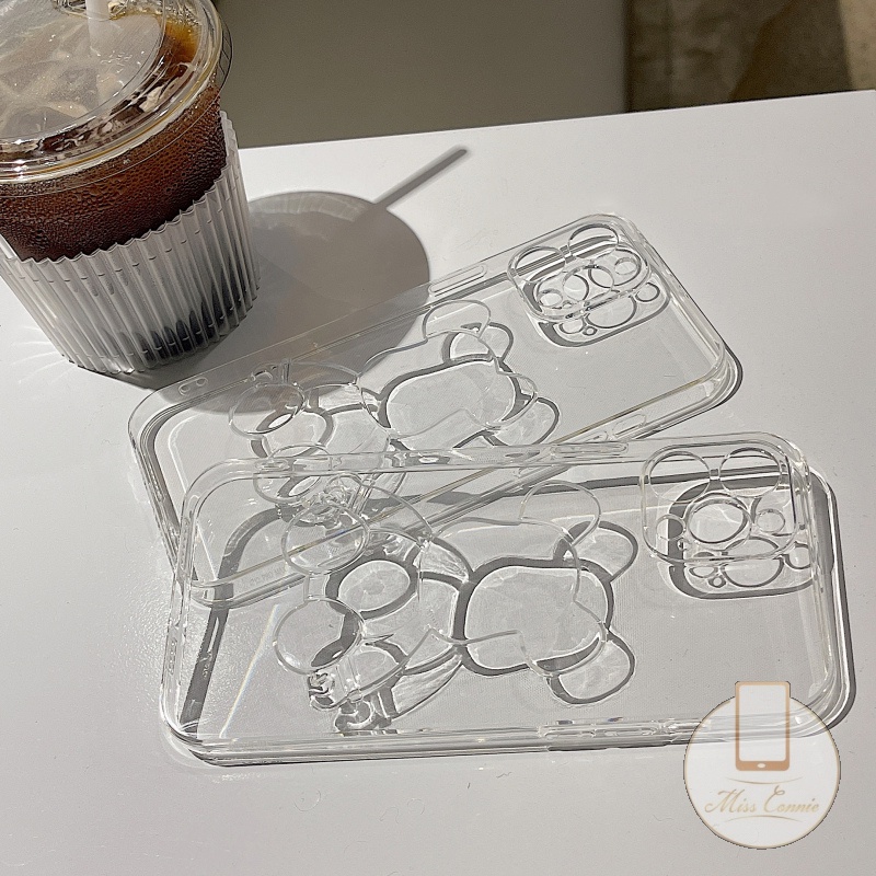 Ốp Điện Thoại TPU Mềm Trong Suốt Hình Gấu 3D Cho iPhone 11 7 + 8 + 6 6s + XR 7 8 12 13 Pro MAX 14 + 14 Pro MAX 11Pro MAX X XS MAX SE 2020