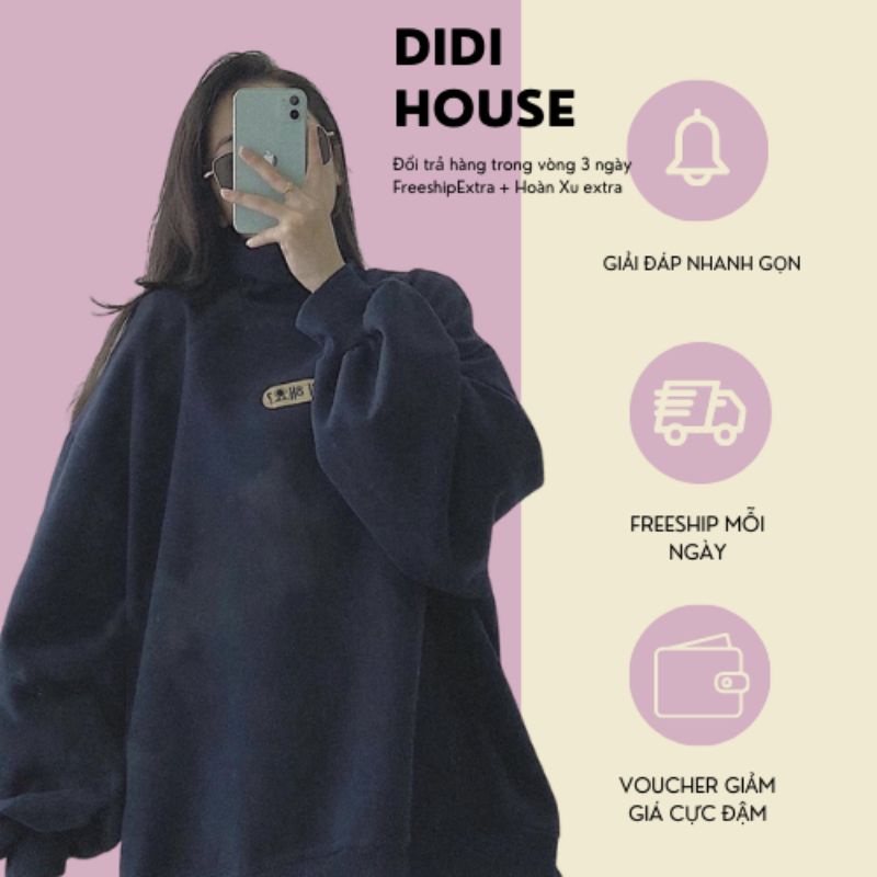 🌸 Sweater form rộng tay bồng, hoodie cổ lọ vintage đẹp cá tính Ulzzang 🌸