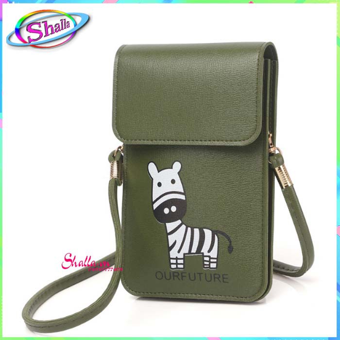 Ví nữ mini đeo chéo nữ thời trang dọc nắp hình ngựa Shalla K501