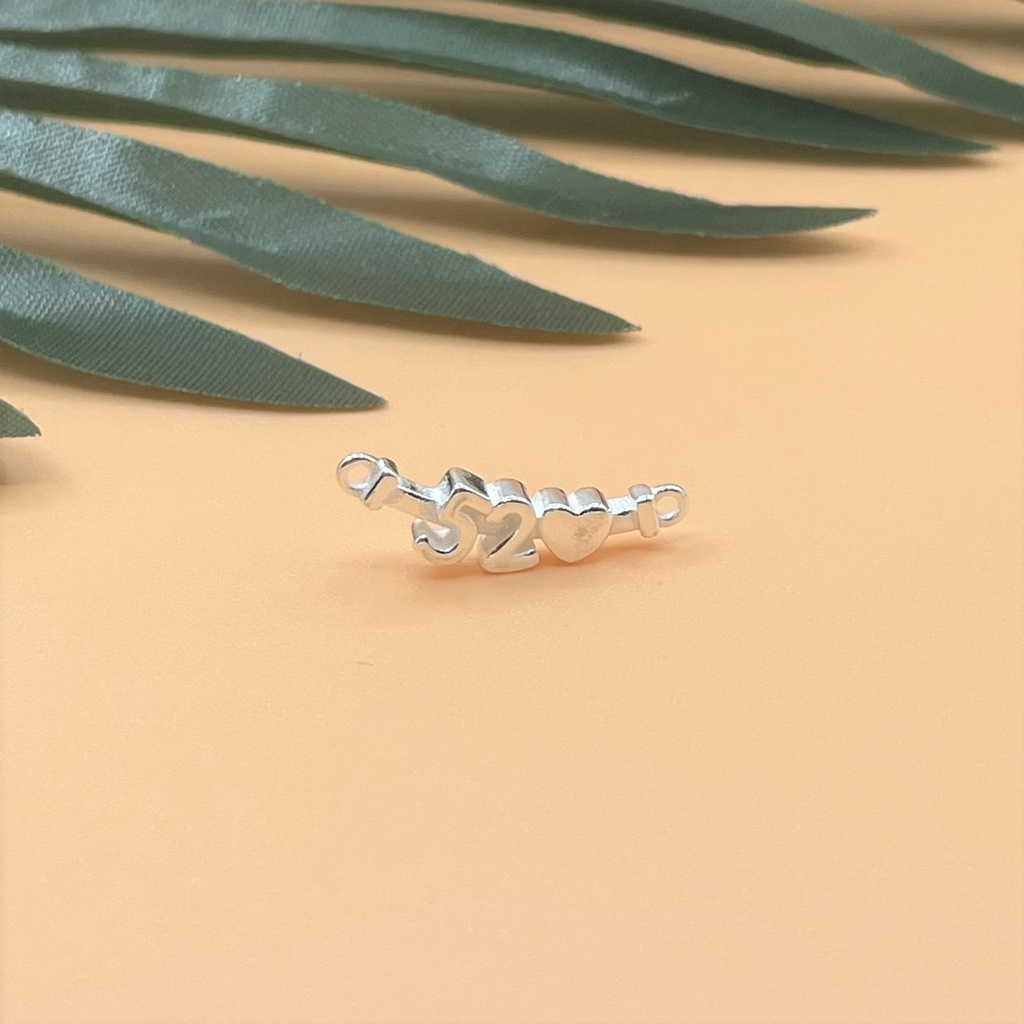 Charm 2 móc treo chữ 520 (Nghĩa là anh yêu em) - Charm Bạc 925 - Mã CB782