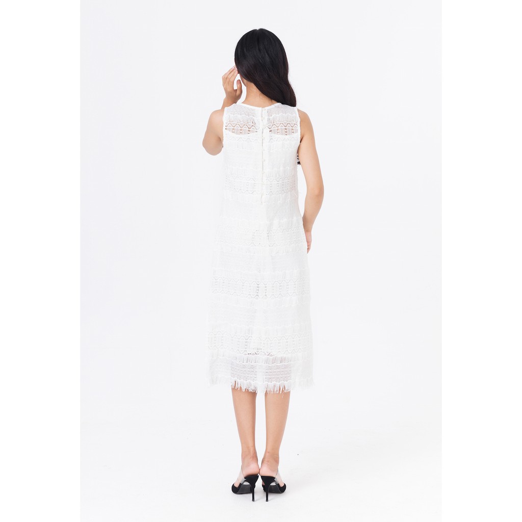 De Leah - Đầm Suông Ren Xẻ Gấu - Thời trang thiết kế