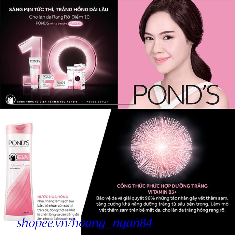 Nước hoa hồng dưỡng trắng da Ponds White Beauty Lightening Toner 150ml Hana18 cung cấp 100% hàng chính hãng