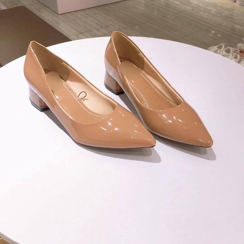 GIÀY CAO GÓT NỮ DA BÓNG GÓT MEKA TRONG 4CM HDA4