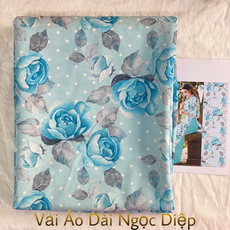 Vải Áo Dài Tằm Ý Hoa Nhỏ Phối Bi Đều