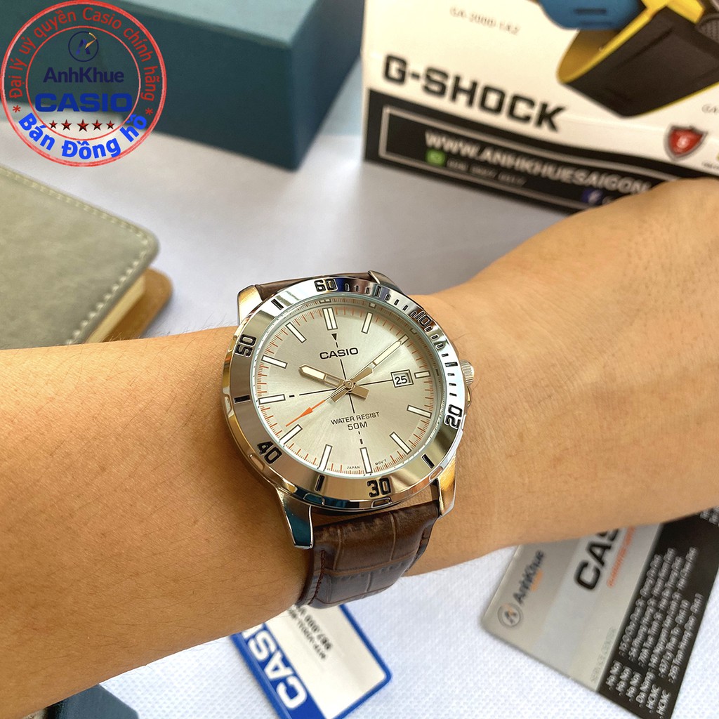 Đồng hồ nam Casio MTP-VD01 MTP-VD01L MTP-VD01GL bảo hành 1 năm chính hãng Anh Khuê dây da chống nước 50m