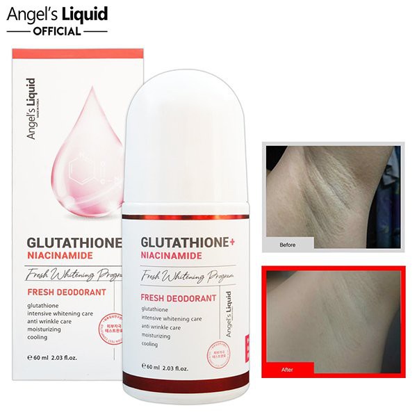 Lăn nách ngăn ngừa mồ hôi ngăn mùi dưỡng trắng da Angel s Liquid Glutathione plus Niacinamide 60ml