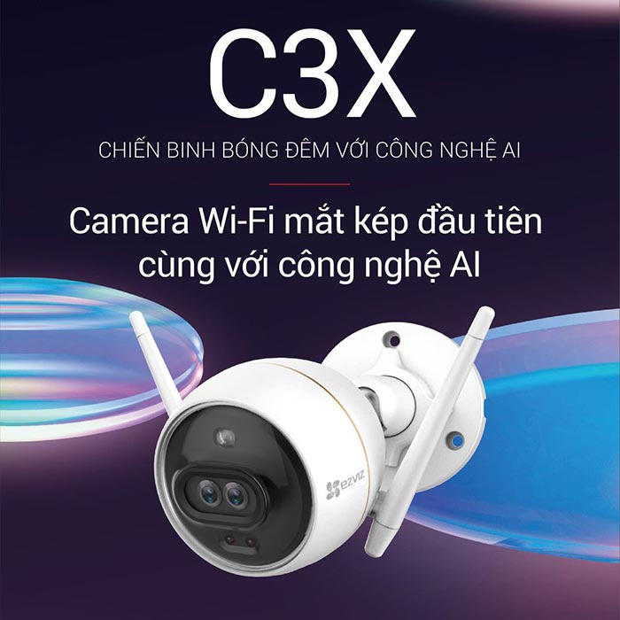 Camera wifi AI không dây AI Ezviz C3X 2MP, ống kính kép, full màu ban đêm,đàm thoại 2 chiều, báo động  (hàng chính hãng)