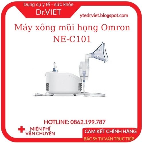 Máy xông mũi họng Omron NE-C101 - Cải thiện về đường hô hấp,giảm nghẹt mũi,an toàn cho trẻ,bảo hành 2 năm-DrViet