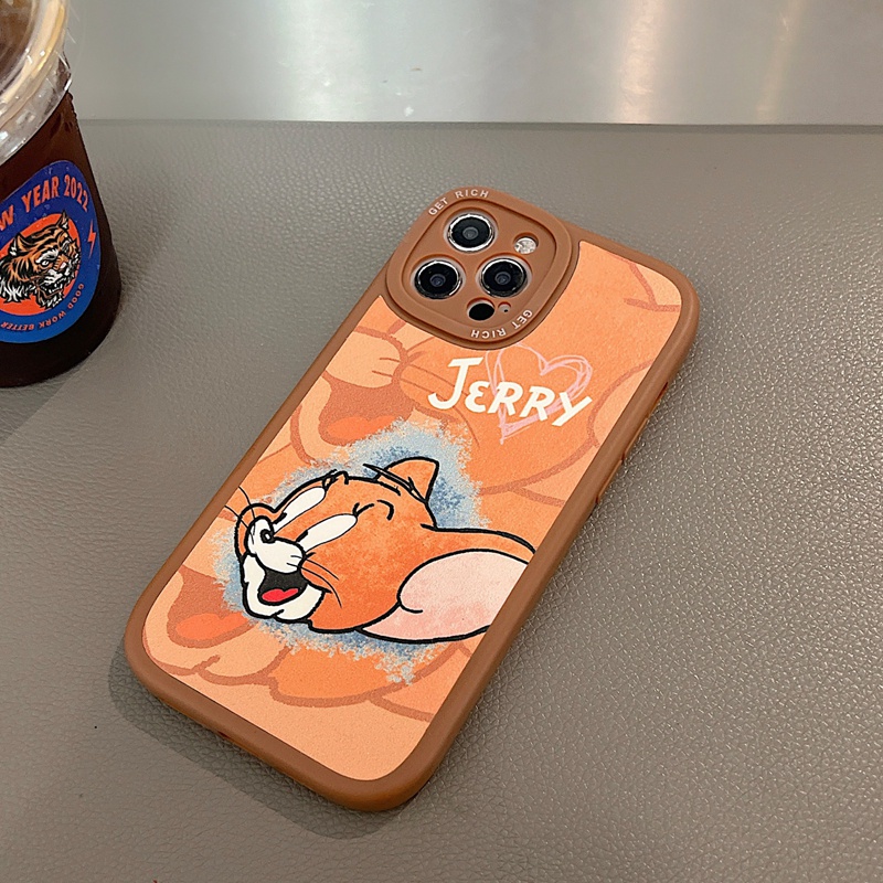 Ốp Điện Thoại Da Họa Tiết Mèo Và Chuột Dễ Thương Cho iPhone 13 Pro Max 12 Pro Max 11