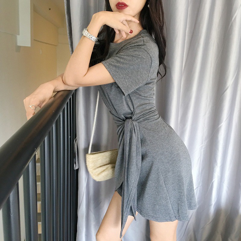 Đầm tay ngắn cổ tròn thiết kế thanh lịch cho phái nữ | BigBuy360 - bigbuy360.vn