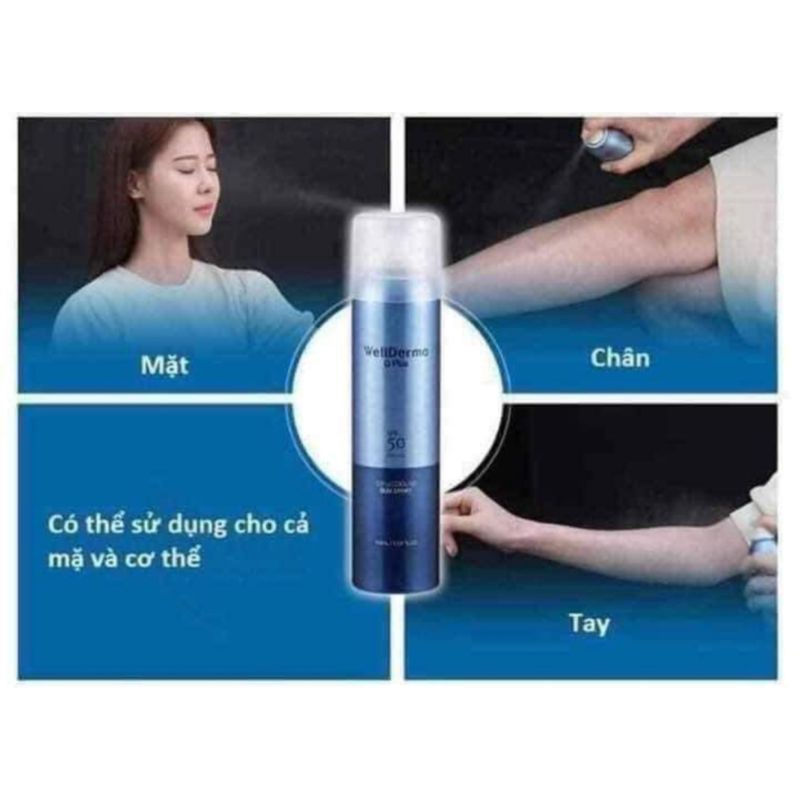 (Đủ bill) Xịt chống nắng wellderma mẫu mới