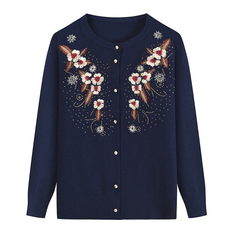 Áo len nữ trung niên, áo khoác len không cổ cho bà cho mẹ | BigBuy360 - bigbuy360.vn