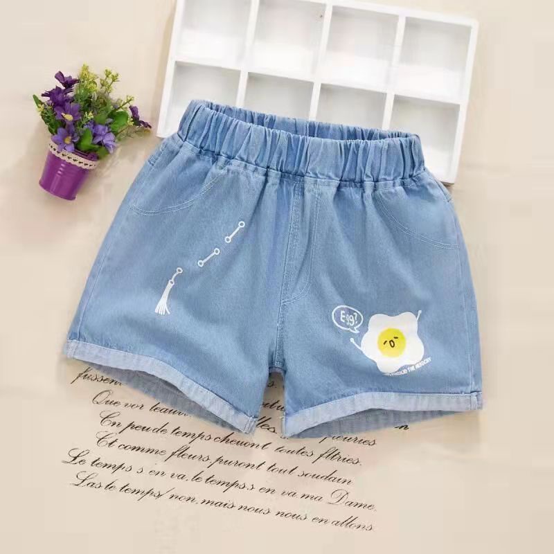 Quần Short Jean Lưng Thun Thời Trang Mùa Hè Dành Cho Bé 2-12 Tuổi