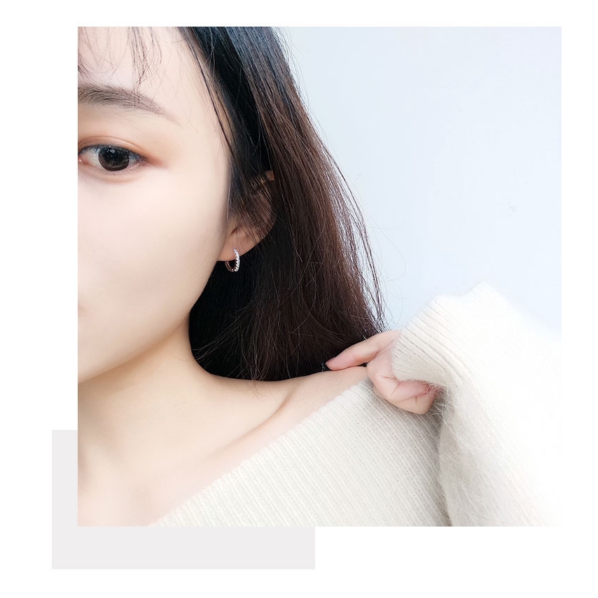 Bông Tai Mạ Bạc 925 Dạng Vòng Đính Đá zircon Cổ Điển Thời Trang Cho Nữ