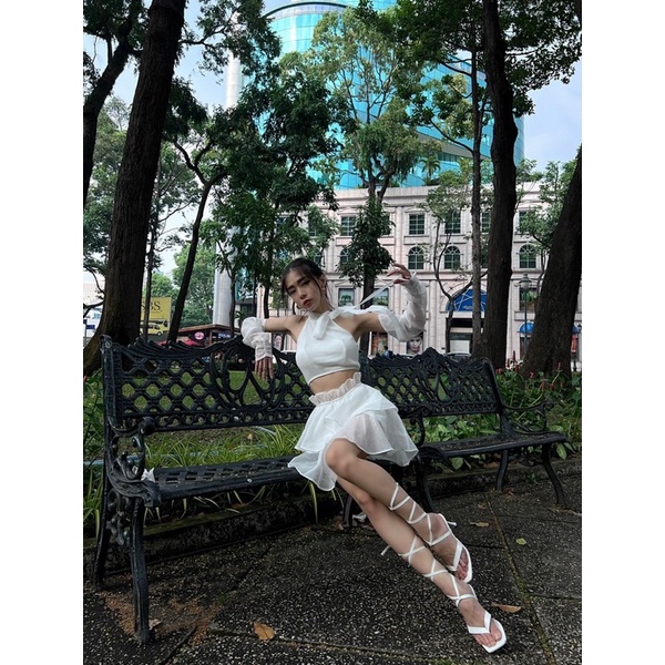 ÁO CROPTOP CỘT NƠ x CHÂN VÁY TẦNG - design by Suỵt