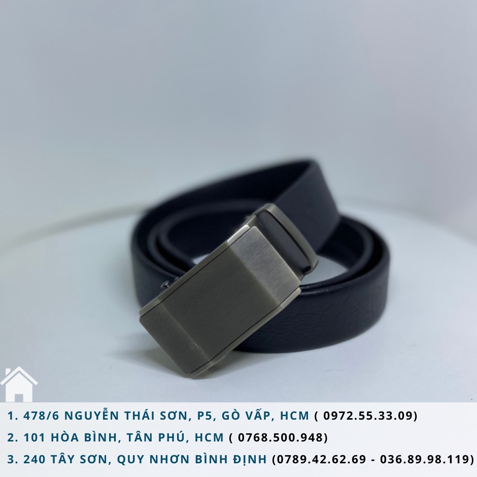 Dây lưng nam da bò thật - Thắt lưng thời trang phong cách có 3 loại mặt hợp kim cao cấp, Dây màu đen siêu bền
