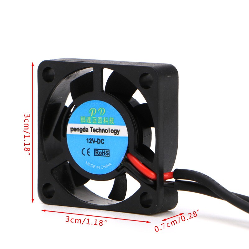 DOU DC 5V/12V 30*30*7mm Small 2Pin Brushless 2-Wire 3007S Axial Cooler Cooling Fan