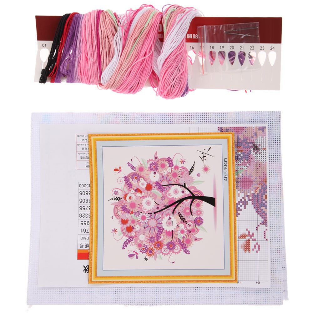 Sale 70% Tranh thêu chữ thập hình cây nhiều màu sắc tùy chọn, Autumn(pink) Giá gốc 83,000 đ - 31A4