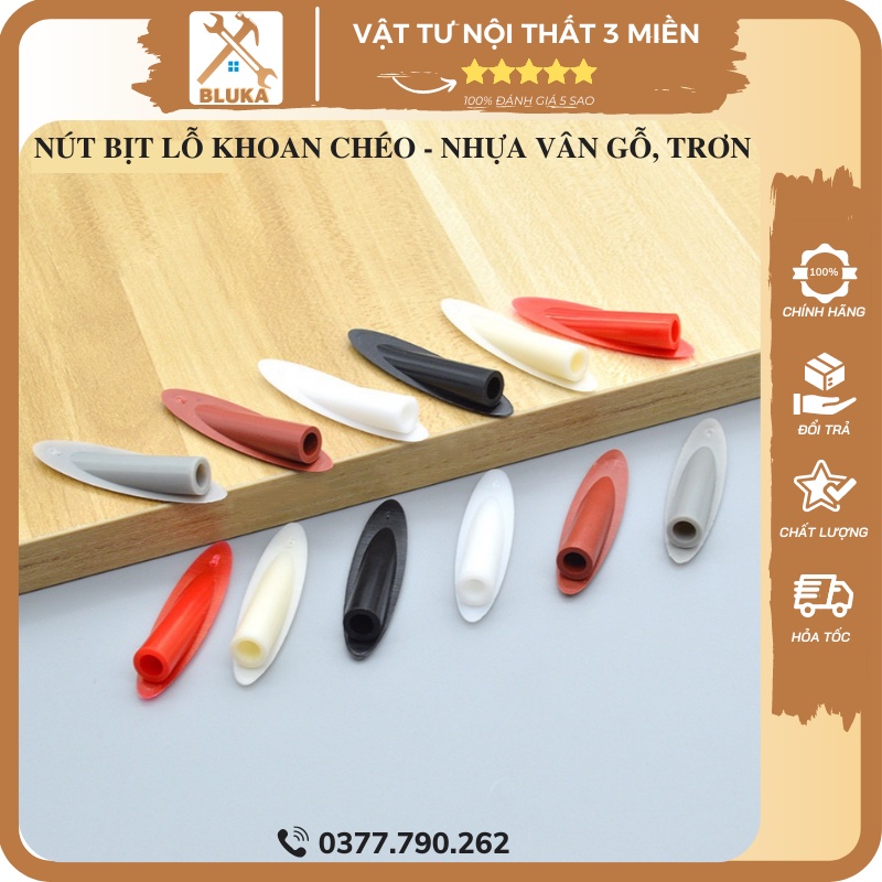 Nút Bịt Lỗ Khoan Chéo, Đầu Nắp Nhựa Bịt Che Mũi Khoan Xiên - Túi 50 và Túi 100 Cái BLUKA