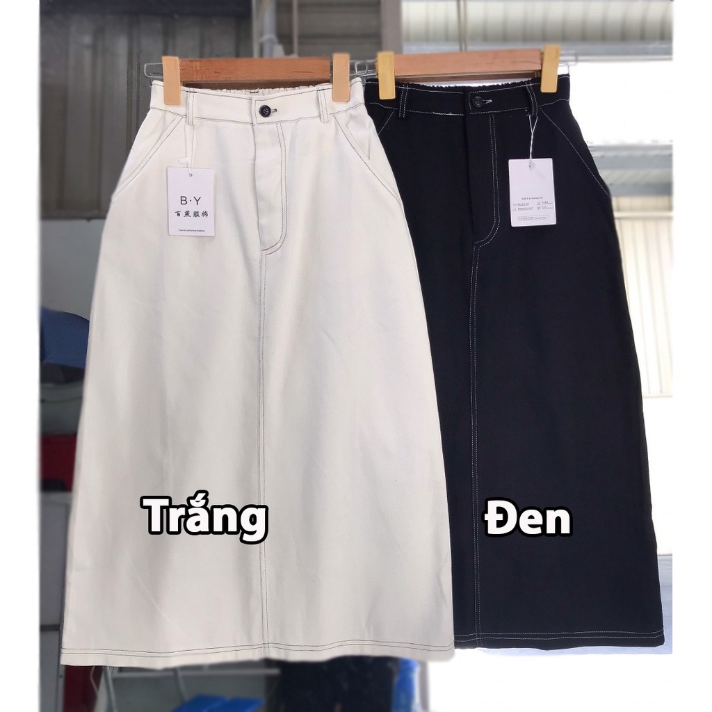 🚛[FREESHIP] Chân váy jeans dáng dài chỉ nổi 2 màu Ulzzang (hàng QC) - Ảnh thật + Video thật cận chất | WebRaoVat - webraovat.net.vn