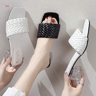 Guốc /dép quai đan gót mika 3 cm