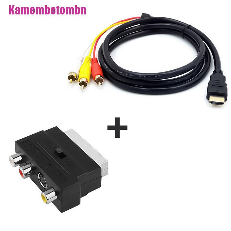 Cáp Chuyển Đổi Âm Thanh Từ Đầu Cắm 1080p Hdmi S-Video Sang 3 Rca Av