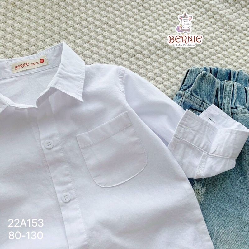 Áo sơ mi trắng dài tay cho bé trai Bernie kèm ca-vat cực bảnh kiểu dáng basic