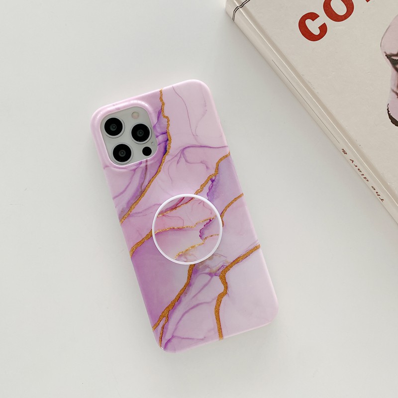Case For iPhone 12 Pro Max 12 Mini 11 Pro Max XS Max XR X 7 Plus 8 Plus SE 2020 Shockproof Gold Powder Marble Folding Bracket Soft Phone Case Cover