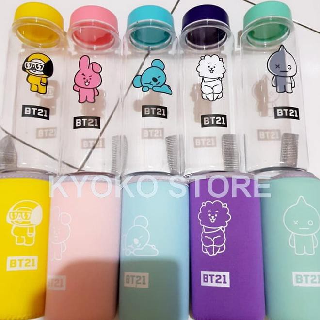 Bình Đựng Nước Gx4V 500ml Họa Tiết Bt21 Bts Line Friends - Mang Blue 0g48