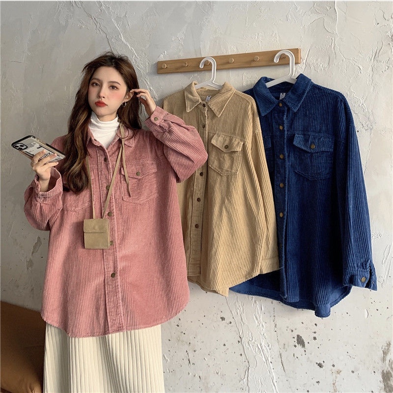 Áo sơ mi tay dài dáng rộng thiết kế mới thời trang theo phong cách vintage dành cho nữ