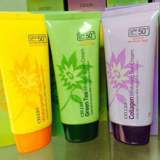 Kem chống nắng Cellio Hàn Quốc SPF 50 PA+++ Sun CreamGreen Tea,Colagen Whitening,Waterproof Daily chống nắng,bảo vệ da