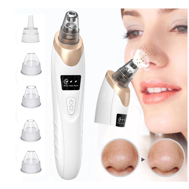 Máy Hút Mụn Đầu Đen Làm Sạch Da Mặt Sạc Pin [ 5 Đầu Hút}