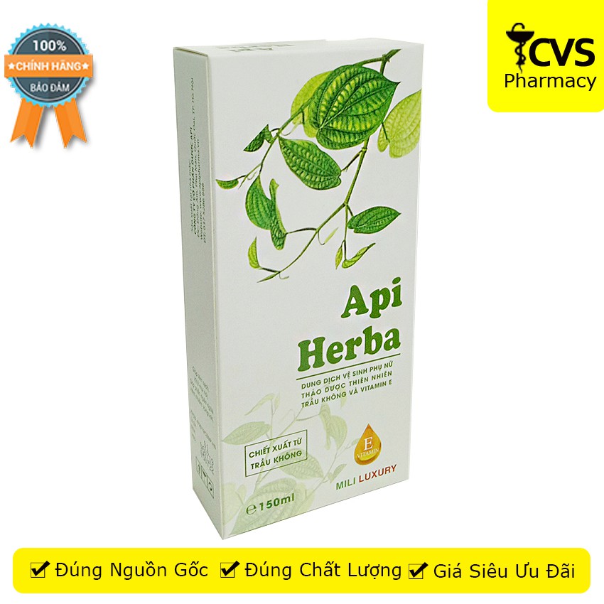 Dung Dịch Vệ Sinh Phụ Nữ API HERBA - Chiết Xuất Trầu Không Chai 150ml - cvspharmacy