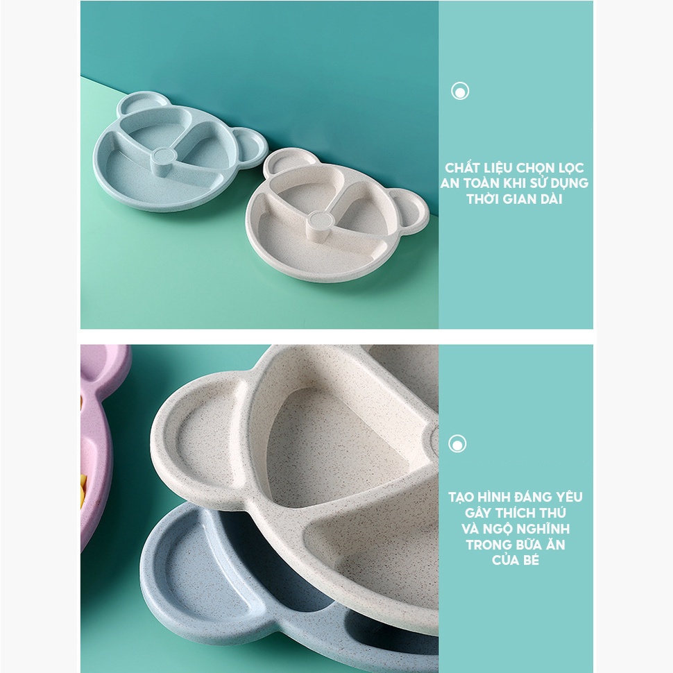 Khay Đựng Thức Ăn Lúa Mạch 3 Món Hình Gấu Cho Bé MA128