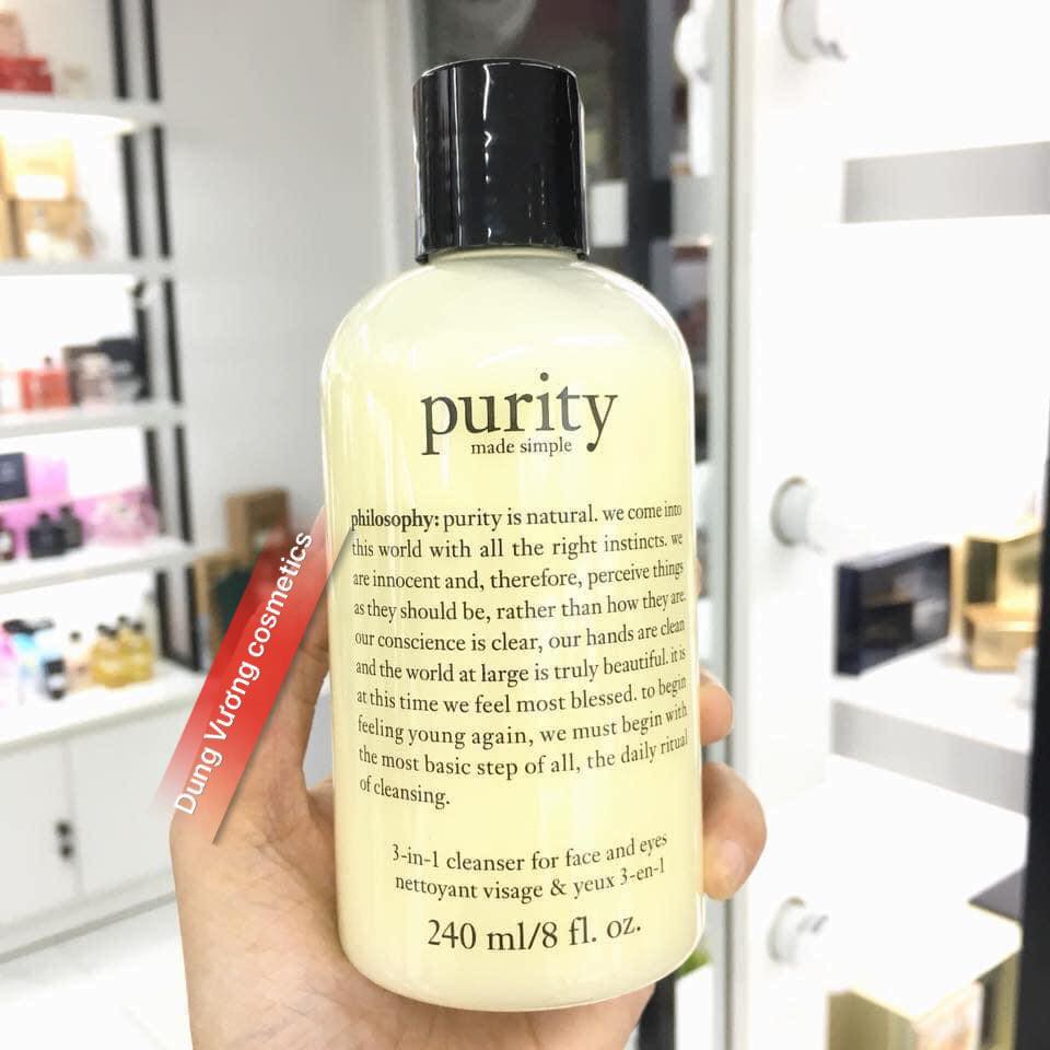 Sữa Rửa Mặt Philosophy Purity Made Simple 3 In 1 Cleanser For Face And Eyes 240ml