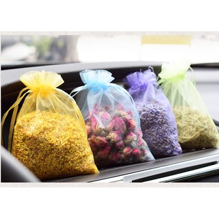 Túi vải voan lưới họa tiết ngôi sao trái tim hoa lá có dây rút kích thước 10x12cm