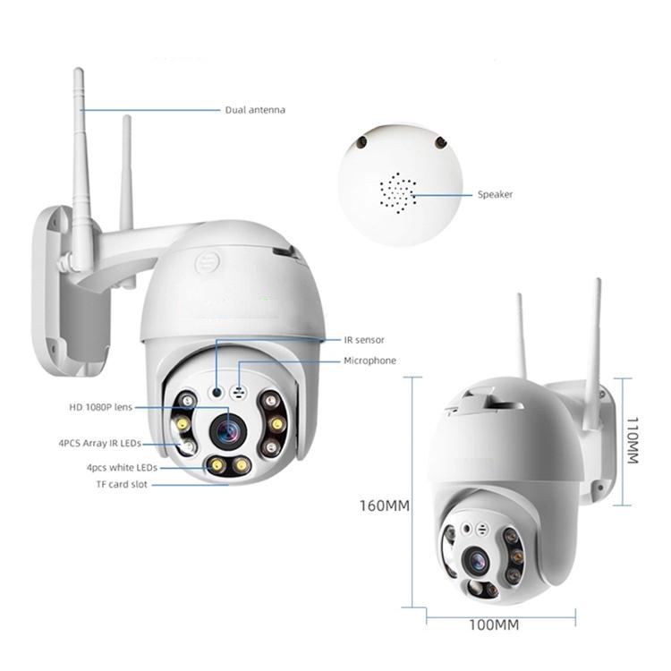 Camera IP Wifi Ngoài trời Yoosee GW-D08s PTZ 2 Râu FullHD 1080P 4 LED trợ sáng, 4 LED hồng ngoại, xoay 355° (Trắng)