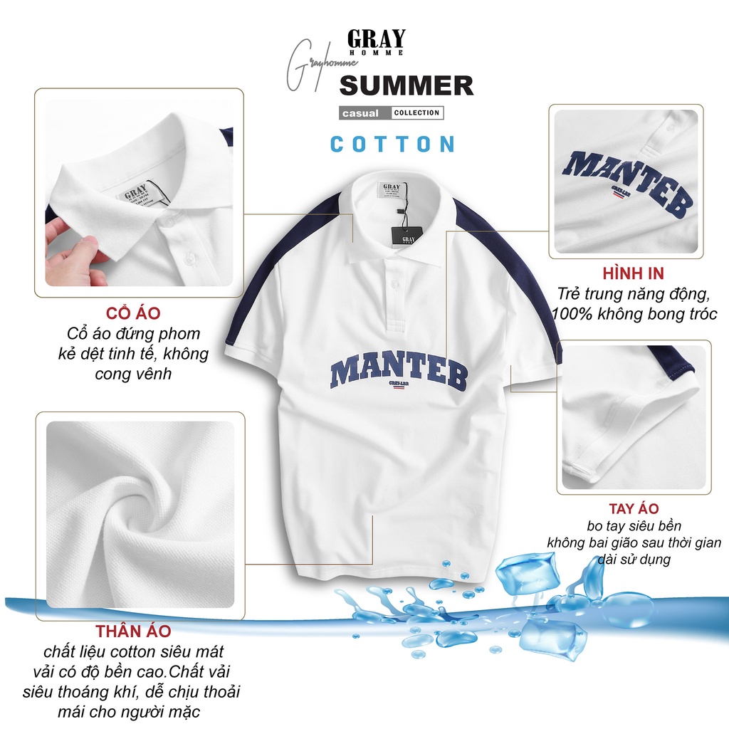 Áo Polo Nam GRAYHOMME Có Cổ Tay Ngắn Vải Cotton Cao Cấp TPG2013