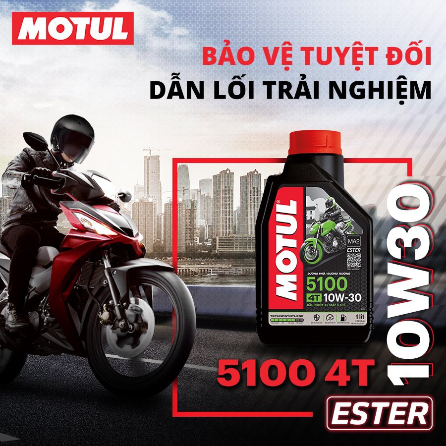 Motul 5100 4T 10W30 công nghệ Ester API SM, MA2 - dùng cho xe số đời mới chạy đường phố đường trường - NKLUBE