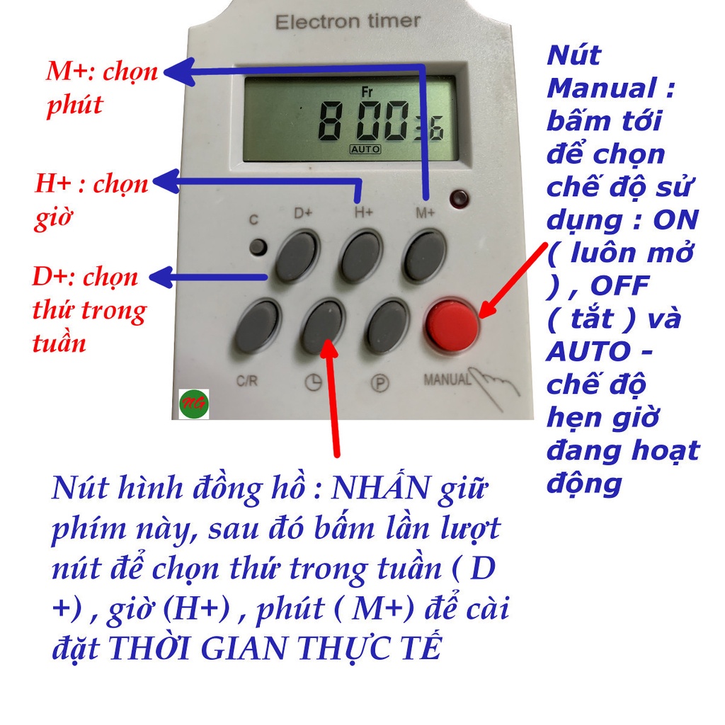 Công tắc hẹn giờ kỹ thuật số ATA AT 17C - công suất sử dụng 500-2000 watt - Nối dây với nguồn và thiết bị