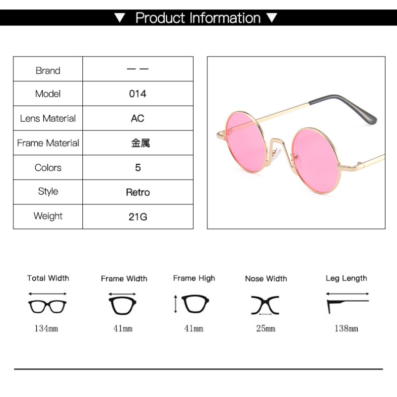 Kính mát gọng tròn kim loại thời trang cho nam nữ