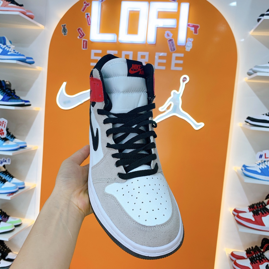 [LOFISTOREE] Giày Sneaker Xám Đỏ Cao Cổ - Giầy Thể Thao Nam Nữ JD