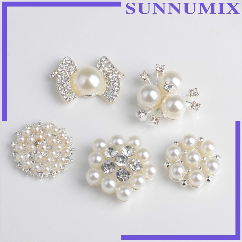 Set 2x5 Nút Bấm Đính Đá Ngọc Trai Nhân Tạo Thời Trang