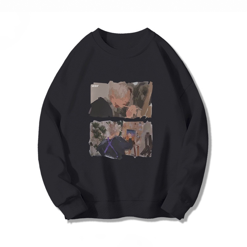 Áo sweater SELVZE dáng rộng chất liệu cotton cao cấp thời trang phong cách Mỹ cho cặp đôi