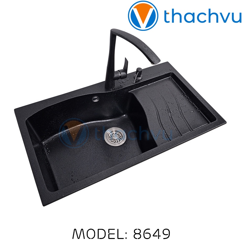 Chậu rửa chén bằng đá granite, combo bồn đá granite nhân tạo kèm xifon ống xả hàng VIỆT NAM SẢN XUẤT.