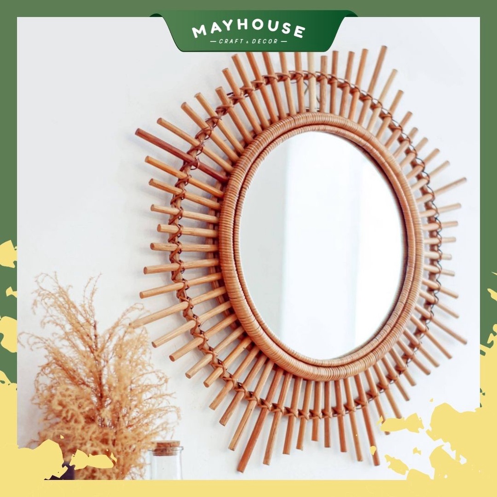 Gương mây tre đan MAYHOUSE CRAFT&DECOR trang trí decor treo tường
