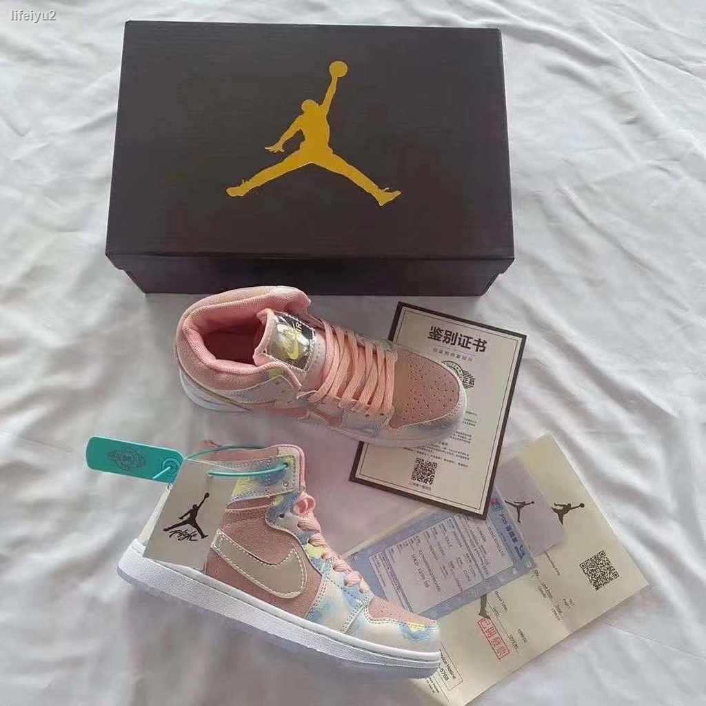 Giày bóng rổ aj1 tất cả các ngôi sao Joe 1 Tiffany khóa xanh bị gãy rebounds đôi giày nam và nữ tia chớp nhỏ Giày thể th